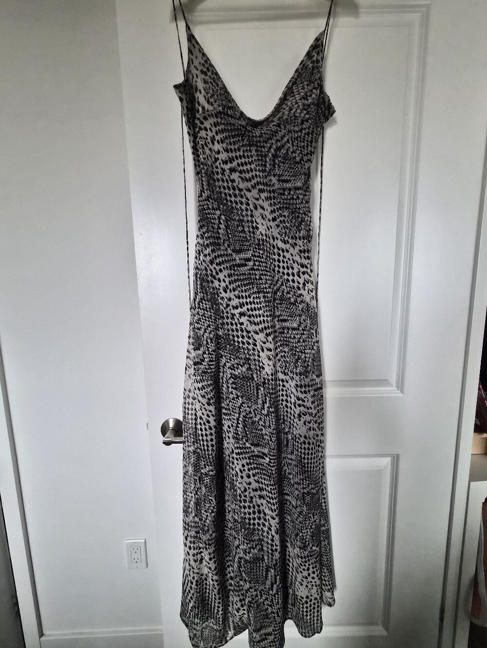 Zara Black and White Animal Print Slip Dress